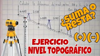 NIVEL TOPOGRÁFICO  EJERCICIO RÁPIDO  CUANDO SUMAR Y CUANDO RESTAR [upl. by Ayekam95]