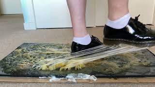 Black patent Dr Martens shoes stuck to Catchmaster Glue  shiny shoes get covered in glue [upl. by Orme]