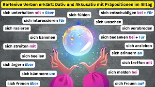 Alle wichtigen Reflexivverben A2 Dativ und Akkusativ mit Präpositionen im Alltag Deutsch lernen A2 [upl. by Ariaek]