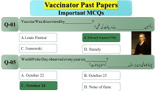 Vaccinator Past Paper  Important MCQs  Vaccinator Test Preparation  SPSC  BPS 5 to 15 [upl. by Annael]