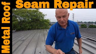 Anyone can Repair a Metal Roof Seam leak in 3 minutes DIY Turbo Poly Seal [upl. by Nnylassej]