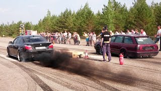 BMW 535D E60 vs Audi 100 C4 Quattro 22t 20v 14 mile drag race [upl. by Sibylle]