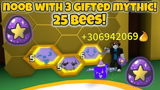 Noob With 3 Gifted Mythic Bees Gets 25 Bees in 1 Hour Bee Swarm Simulator [upl. by Lemcke]