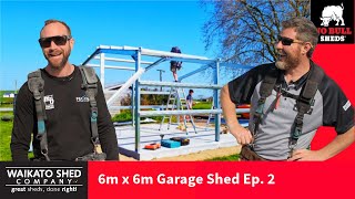 How to Build a Shed  Standing Steel Frames Ep 2 [upl. by Kelda992]