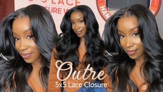 NEW 44 OUTRE 5x5 LACE CLOSURE Human Hair Blend Wig Body Curl 24” [upl. by Adner262]