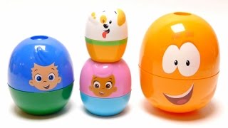 BUBBLE GUPPIES SURPRISE EGGS Stacking Cups Mr Grouper amp Guppy Puppy Playset [upl. by Thornburg328]