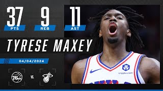 Tyrese Maxey drops a NEAR TRIPLEDOUBLE in Sixers win 🔥  NBA on ESPN [upl. by Jaynell585]