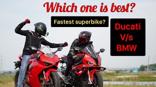 Ducati Panigale V4 vs Bmw S1000rr  Drag race😨 Which one if faster😨 [upl. by Sualokcin]