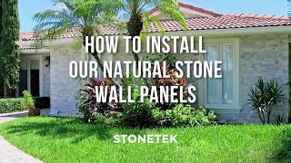 Installing Natural Stacked Stone Wall Panels  Exterior [upl. by Edyaw857]