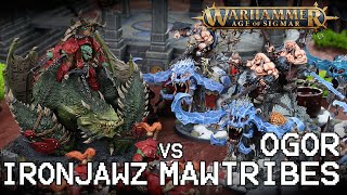 IRONJAWZ vs OGOR MAWTRIBES 2000pts Warhammer AGE OF SIGMAR Battle report [upl. by Eldridge264]