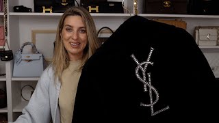 Honest Review Saint Laurent Velvet Logo Coat  40 Off At Luisaviaroma  Sharing A Rue Sloane Piece [upl. by Drogin]