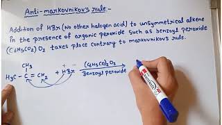 Antimarkovnnikovs rule class 11 organic chemistry [upl. by Bergeron]