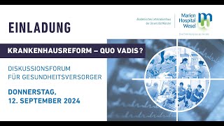 Diskussionsforum zum Thema „Krankenhausreform – quo vadis“ am MarienHospital Wesel [upl. by Haerdna]