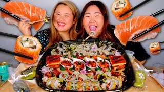 SUSHI MUKBANG 먹방 SPICY TUNA ROLL  SALMON NIGIRI  SUSHI PLATTER  YELLOWTAIL EATING SHOW THE BEST [upl. by Jill78]