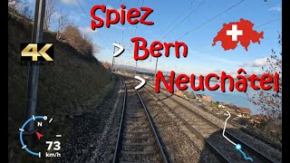 CAB RIDE 4K 🇨🇭 Spiez  Bern  Neuchâtel  CH Suisse  Schweiz  Switzerland  Swiss 🛤 [upl. by Frangos]