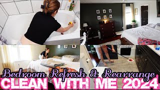 CLEAN WITH ME BEDROOM REFRESH amp REARRANGE CLEANING MOTIVATION 2024 [upl. by Aissatsana569]