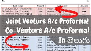 Joint venture Ac amp CoVenture Ac proforma in telugu [upl. by Chien61]