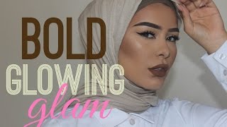 Glowing Bold Brown Lip GLAM Makeup Tutorial [upl. by Alatea797]