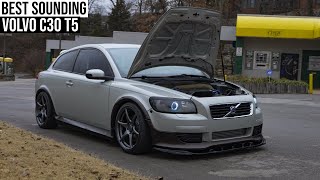 Volvo C30 T5 3” Straight Pipe Exhaust Sound  Loud Pops amp Bangs  High Redline Revving Launch [upl. by Dolf]