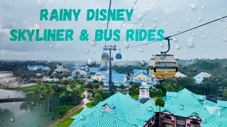 Ride WMe Caribbean Beach Resort Skyliner Then Bus To Typhoon Lagoon On A Rainy Day [upl. by Aekim]