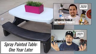 Spray Painting Outdoor Plastic Furniture  One Year Later [upl. by Barnie]