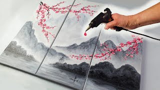 Go BEYOND Acrylic Pouring  GIANT Mountains  Glue Gun Tutorial Step by Step  AB Creative [upl. by Neom963]