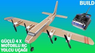 How To Make A RC Cargo Airplane with Powerfull 4 Motors From Foamboard [upl. by Anatnom35]