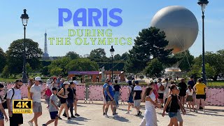 4K Paris During the Games 2024 🏅🔥 Olympic Cauldron Walking Tour full of Police and Tourists [upl. by Animrac]