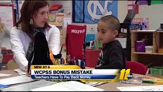 Wake County teachers required to payback accidental bonus [upl. by Drofliw]