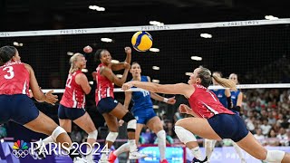 Team USA womens volleyball holds off furious comeback attempt from Serbia  Paris Olympics [upl. by Niwde]