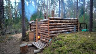 24 Hours in the Wild Moose Surround My Log Cabin Build Installing Floors amp Stove [upl. by Ace]