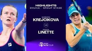 Barbora Krejcikova vs Magda Linette  2023 Zhuhai Group Stage  WTA Match Highlights [upl. by Ailaht]