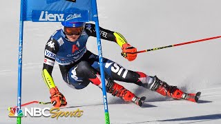 Mikaela Shiffrin holds on for World Cup giant slalom win in Lienz Austria  NBC Sports [upl. by Eceinhoj]