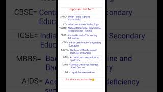 Important full form for quiz competitioncompetitive examviral gkquiz shortvideo fullform [upl. by Masera548]