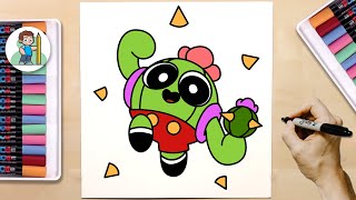 How to Draw Toon Spike From Brawl Stars  New Spike Skin  Toon Spike [upl. by Ardiedal335]