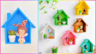 DIY  How to make wall shelf looks like hut  Cute Wall Decor Ideas [upl. by Adnor]