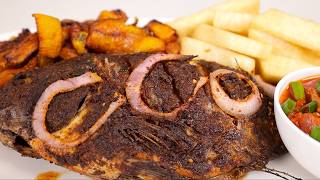 Tasty Grilled Tilapia Fish with Fried Plantains and Yam Recipe Tutorial [upl. by Sergei611]