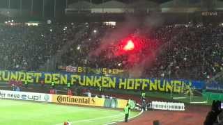 1 FC Saarbrücken  Borussia Dortmund  DFB Pokal Pyro Show  entrée des joueurs le 3122013 [upl. by Atidnan]