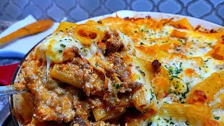 AMAZING Pasta Bake Recipe  Rigatoni with Meat Sauce amp Ricotta [upl. by Sherman361]