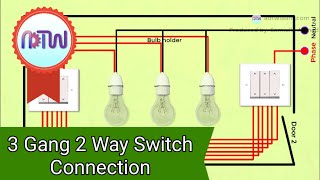 3 Gang 2 Way Switch Connection Wiring [upl. by Pich]