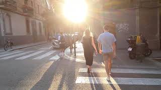 Evening stroll to dinner in Barcelona Spain [upl. by Atrahc]