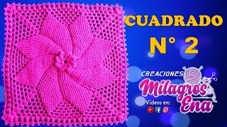 Cuadrado N° 2 tejido a crochet ESTRELLA EN RELIEVES para cojines colchas y cobijas para bebe [upl. by Vincenz]