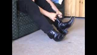 Putting on Double Soled Biker Boots [upl. by Ived]