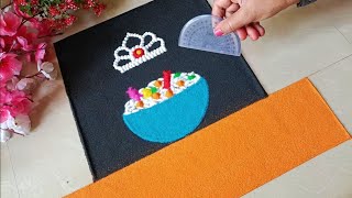 बोरन्हाण रांगोळी  easy bornan rangoli  sankrant rangoli  haldi kumkum rangoli  बोरणान रांगोळी [upl. by Ynabe]