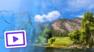 Landschaft malen in Photoshop  TIMELAPSE Digital Art Studie [upl. by Ellga170]