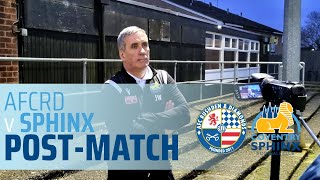 POST MATCH AFC Rushden and Diamonds 00 Coventry Sphinx with John Woodward [upl. by Lednahc]