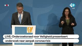 Onderzoeksraad voor Veiligheid presenteert onderzoek aanpak coronacrisis [upl. by Larkins]