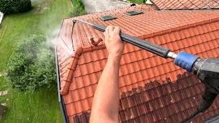 Tondach roof POV pressure washing  turbo nozzle roofcleaning [upl. by Yejus490]