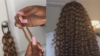 How to make a drawstring ponytail  with only hair tie amp freetress [upl. by Drhcir]