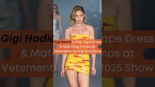 Gigi Hadid in DHL Tape Dress amp Matching Pumps at Vetements Spring 2025 Show gigihadid shorts [upl. by Ateloiv946]